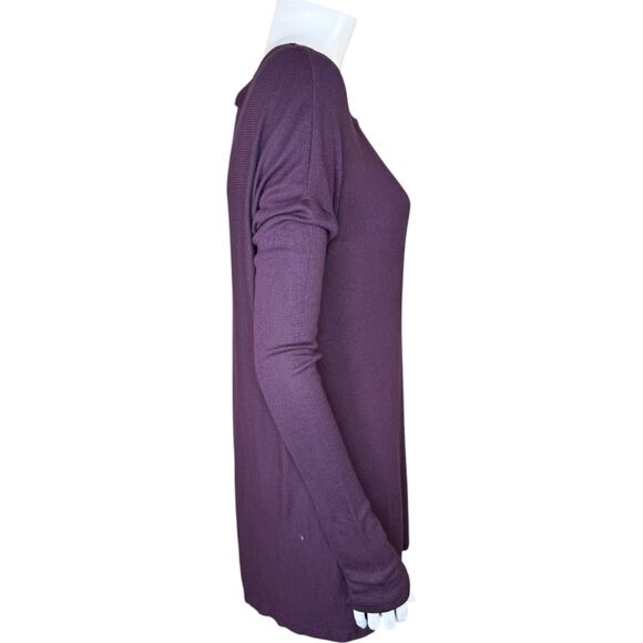 H by Bordeaux Women' Medium Purple Long Sleeve Top Ribbed Knit Stretch Open Back - Picture 10 of 14